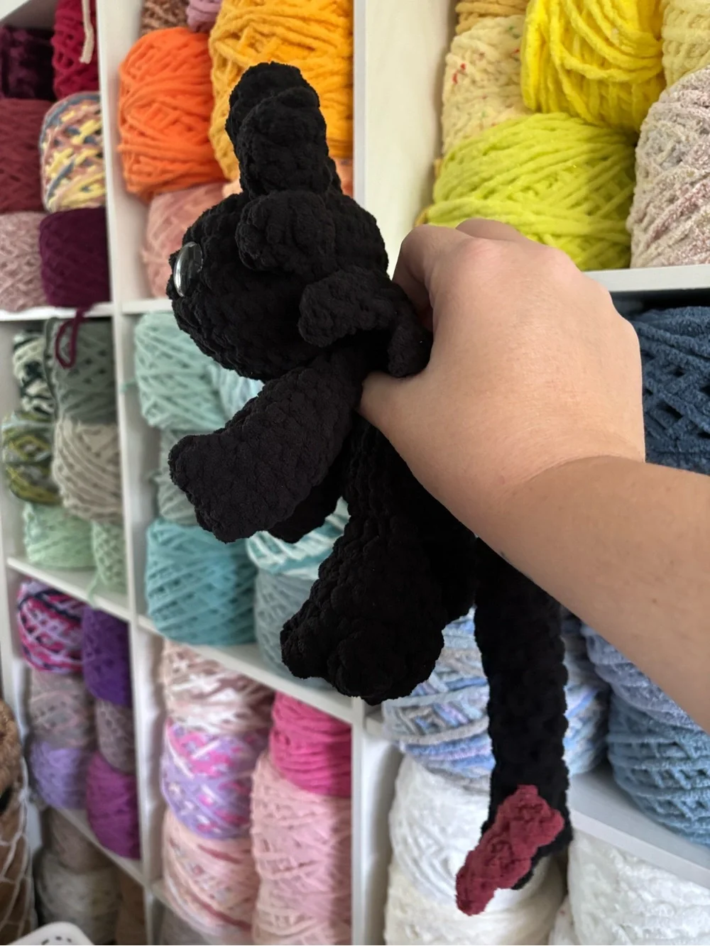 Crochet mini splooting Toothless night fury handmade plush.